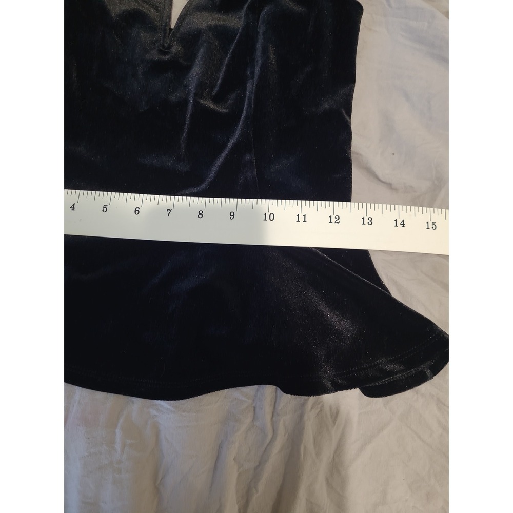 Express Black Velour Tank with peplum Women SZ XS goth witchy festival punk vamp - Picture 9 of 10